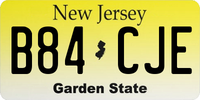 NJ license plate B84CJE