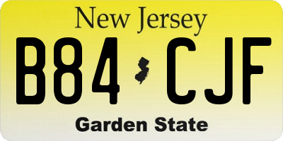 NJ license plate B84CJF