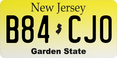 NJ license plate B84CJO