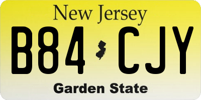 NJ license plate B84CJY