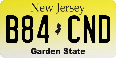 NJ license plate B84CND