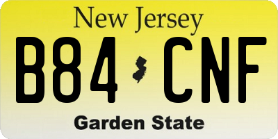 NJ license plate B84CNF