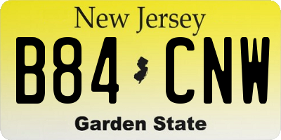 NJ license plate B84CNW