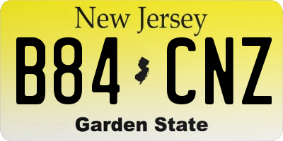 NJ license plate B84CNZ