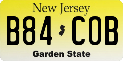 NJ license plate B84COB