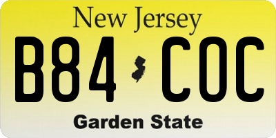 NJ license plate B84COC