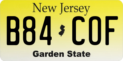 NJ license plate B84COF