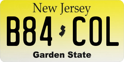 NJ license plate B84COL