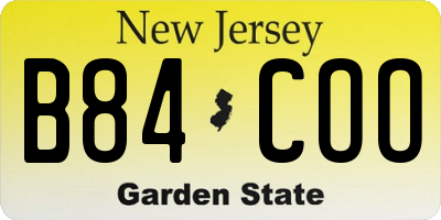 NJ license plate B84COO