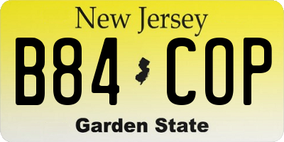 NJ license plate B84COP