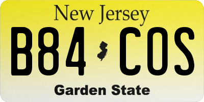 NJ license plate B84COS