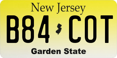 NJ license plate B84COT