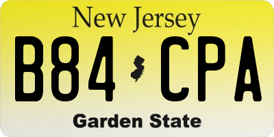 NJ license plate B84CPA
