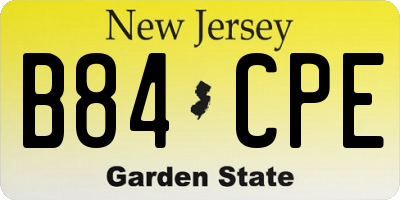NJ license plate B84CPE