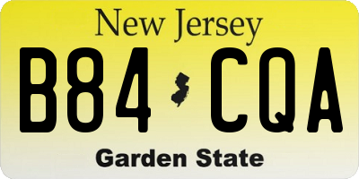 NJ license plate B84CQA