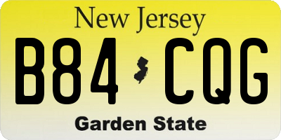 NJ license plate B84CQG