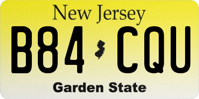 NJ license plate B84CQU