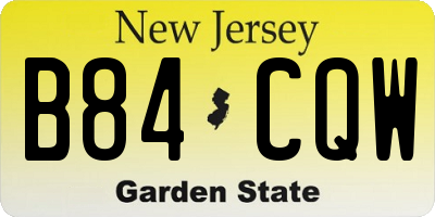 NJ license plate B84CQW