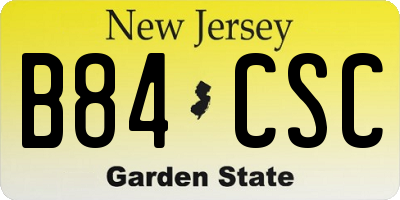 NJ license plate B84CSC