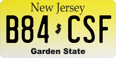 NJ license plate B84CSF