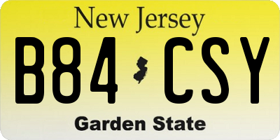 NJ license plate B84CSY