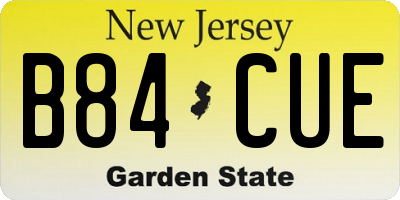 NJ license plate B84CUE