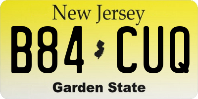 NJ license plate B84CUQ