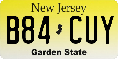 NJ license plate B84CUY