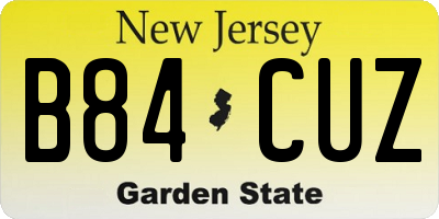 NJ license plate B84CUZ