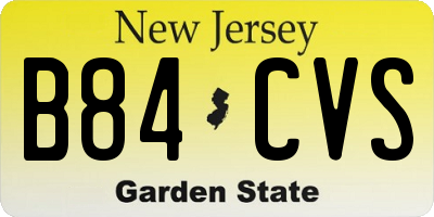 NJ license plate B84CVS