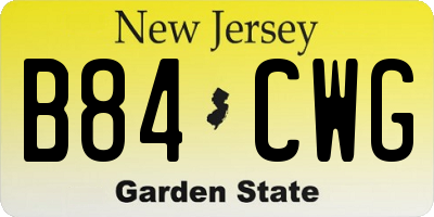 NJ license plate B84CWG