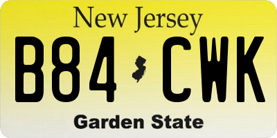 NJ license plate B84CWK