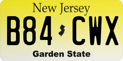 NJ license plate B84CWX