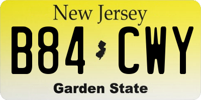 NJ license plate B84CWY