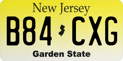 NJ license plate B84CXG