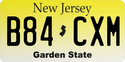 NJ license plate B84CXM