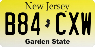 NJ license plate B84CXW