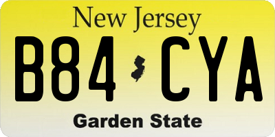 NJ license plate B84CYA
