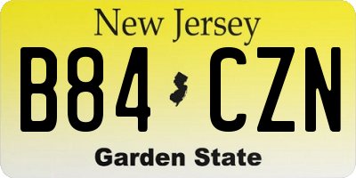 NJ license plate B84CZN