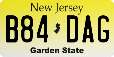 NJ license plate B84DAG