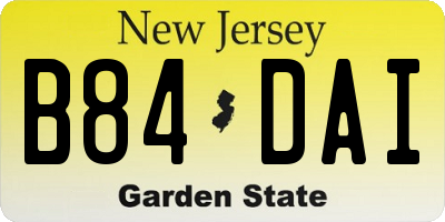NJ license plate B84DAI