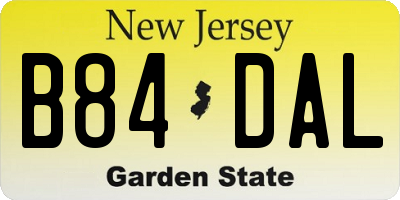 NJ license plate B84DAL