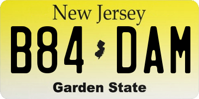 NJ license plate B84DAM