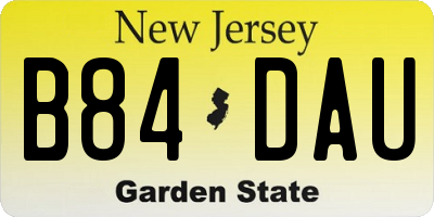NJ license plate B84DAU