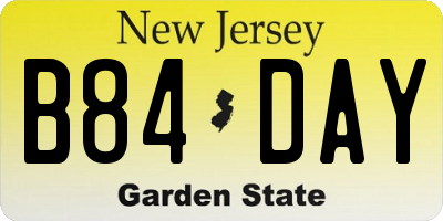 NJ license plate B84DAY