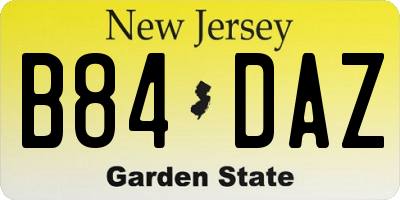 NJ license plate B84DAZ