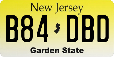 NJ license plate B84DBD