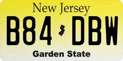 NJ license plate B84DBW