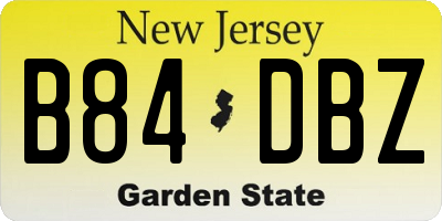NJ license plate B84DBZ