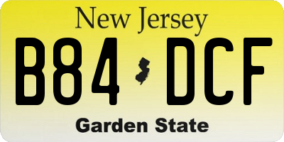NJ license plate B84DCF